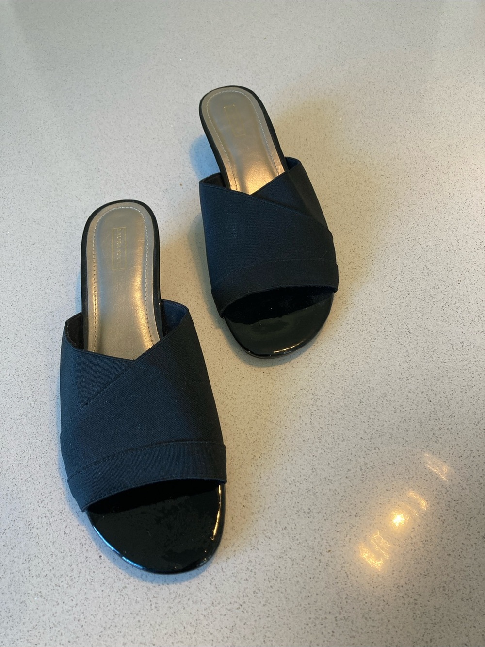 Classic Black Open-Toe Slip-On Mules